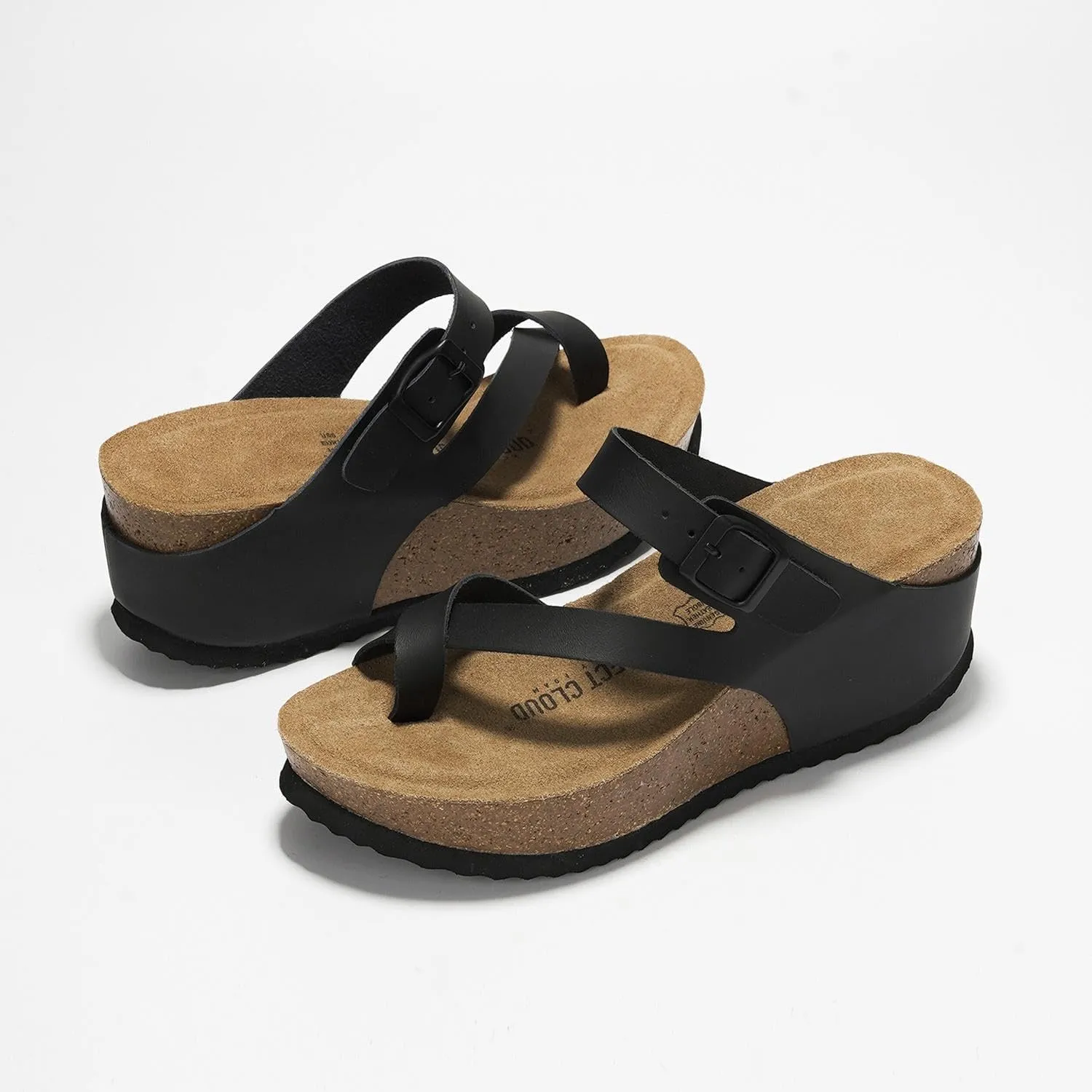 Project Cloud 100% Genuine Leather Platform Sandals Women - Memory Foam Womens Sandals & Slippers Beach Essentials - Gifts for Women (Mojito)