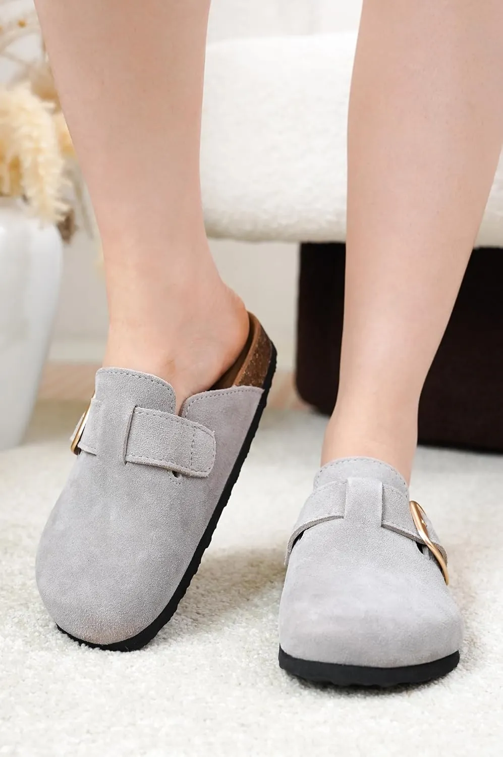 Project Cloud Genuine Leather Clogs for Women Shoes - Memory Foam Insole, Non-Slip & Natural Cork Footbed Womens Clogs and Mules 2025 (Manchester)