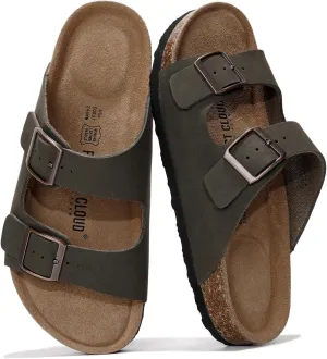 Project Cloud Genuine Leather Flat Sandals Women 2025 Beach Essentials Womens Sandals Memory Foam Vacation Essentials Slides for Women Footwear (Venita)