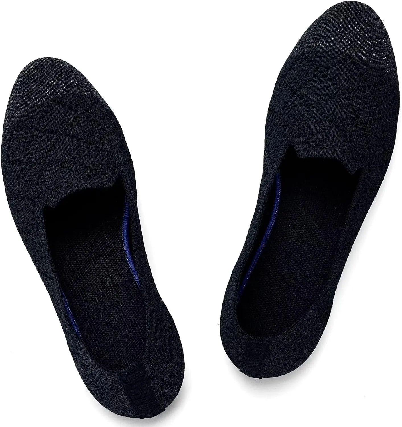 Puxowe Ballet Flats for Women - Stretch Knit Slip-On Low Wedge Shoes, Soft Round Toe Design for Office, Travel & Daily Walking