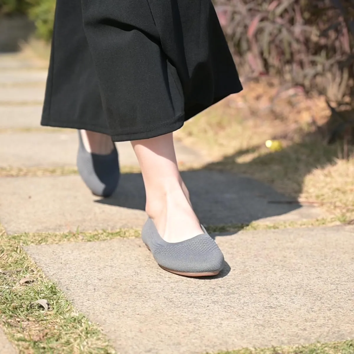 Puxowe Women’s Ballet Flat Shoes Round Toe Knit Slip On Ballerina Walking Flats Dress Shoes for Women