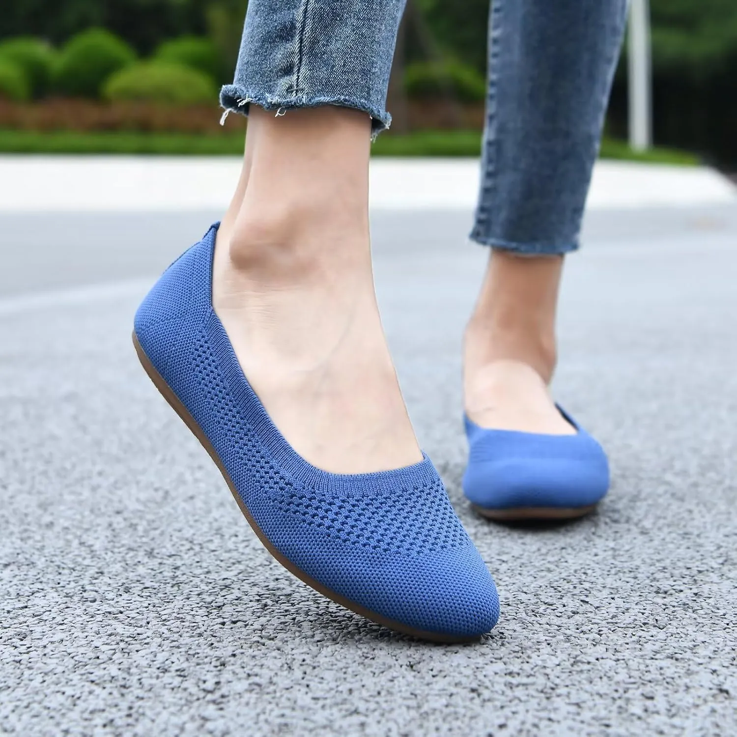 Puxowe Women’s Ballet Flat Shoes Round Toe Knit Slip On Ballerina Walking Flats Dress Shoes for Women