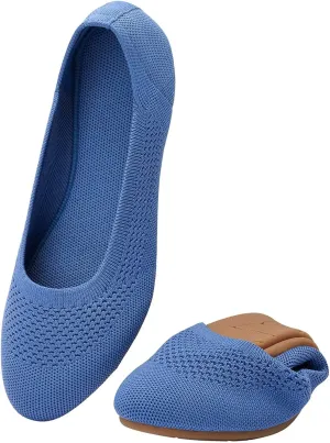 Puxowe Women’s Ballet Flat Shoes Round Toe Knit Slip On Ballerina Walking Flats Dress Shoes for Women