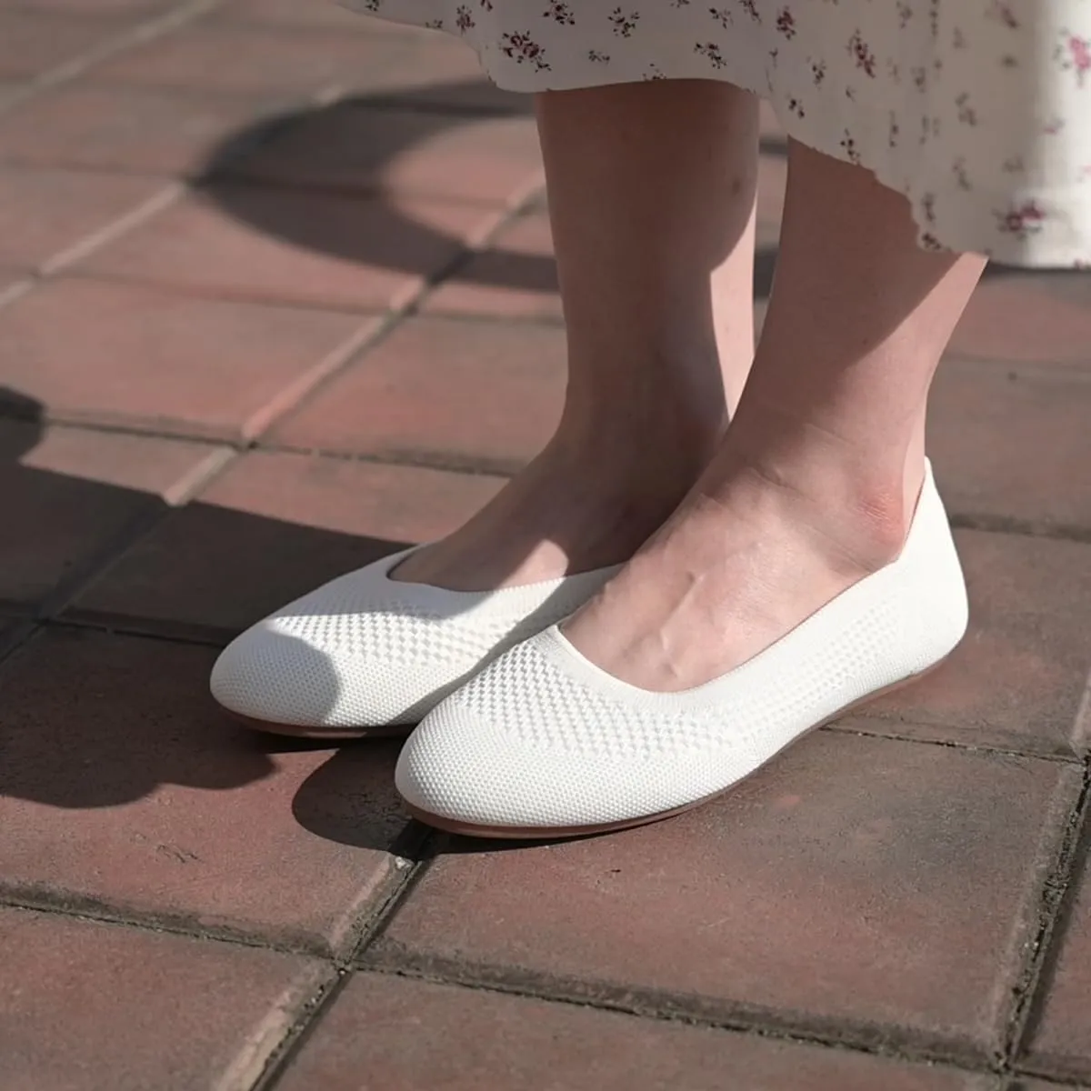 Puxowe Women’s Ballet Flat Shoes Round Toe Knit Slip On Ballerina Walking Flats Dress Shoes for Women