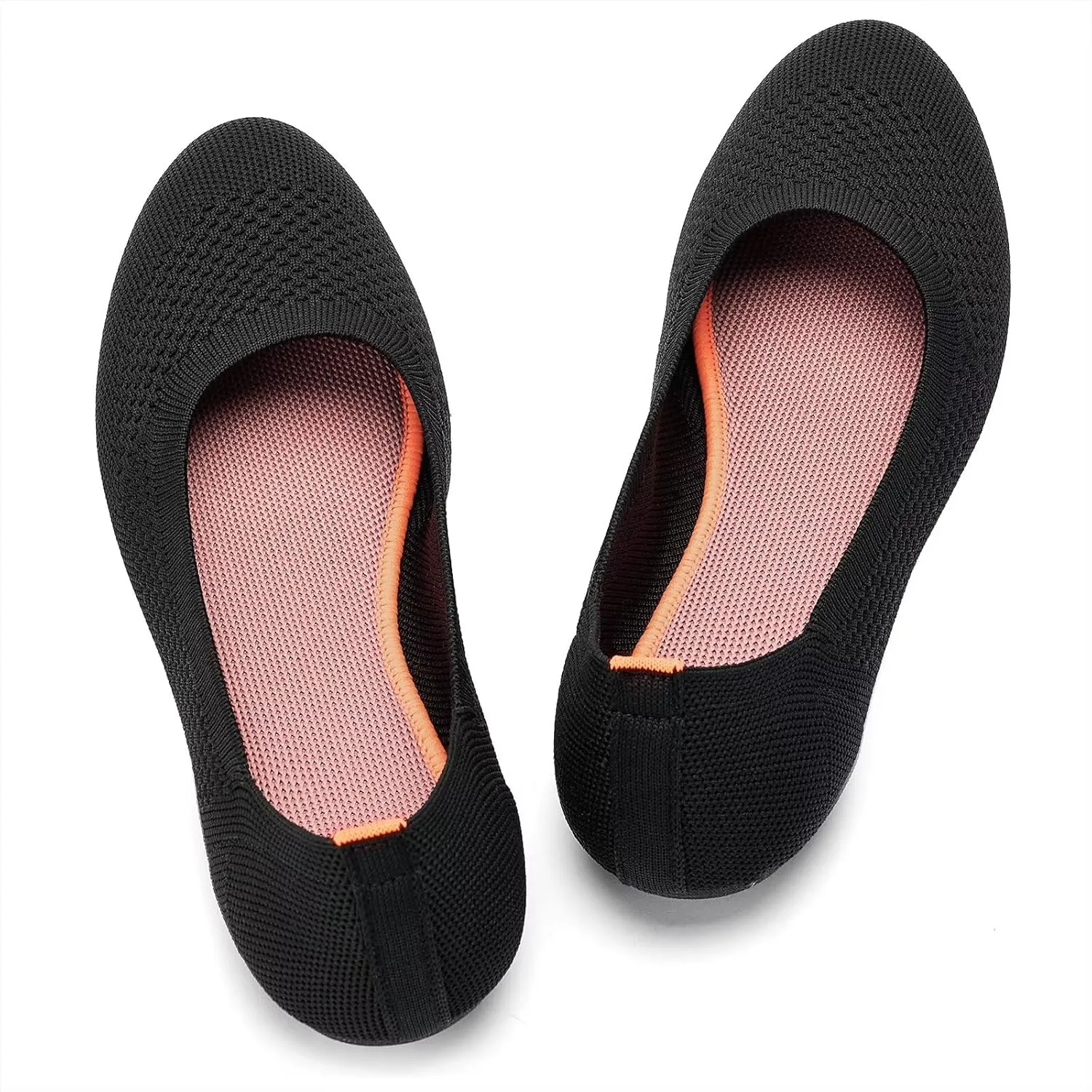 Puxowe Women’s Ballet Flat Shoes Round Toe Knit Slip On Ballerina Walking Flats Dress Shoes for Women