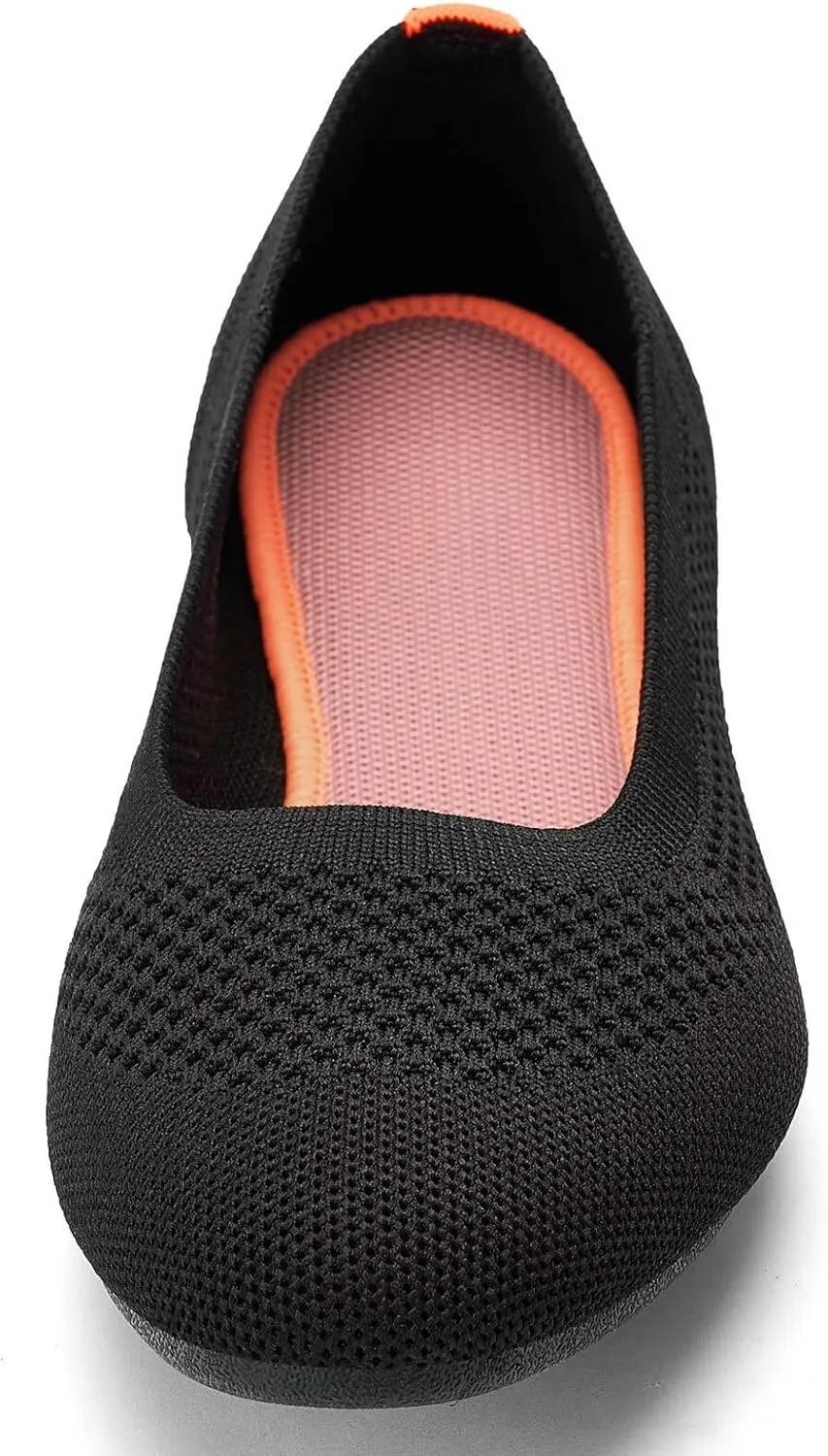 Puxowe Women’s Ballet Flat Shoes Round Toe Knit Slip On Ballerina Walking Flats Dress Shoes for Women