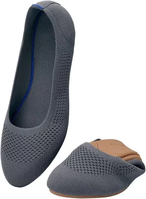 Puxowe Women’s Ballet Flat Shoes Round Toe Knit Slip On Ballerina Walking Flats Dress Shoes for Women