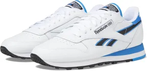 Reebok Unisex Classic Leather Sneakers Legacy, White/Kinetic Blue/Black, 10 US Men