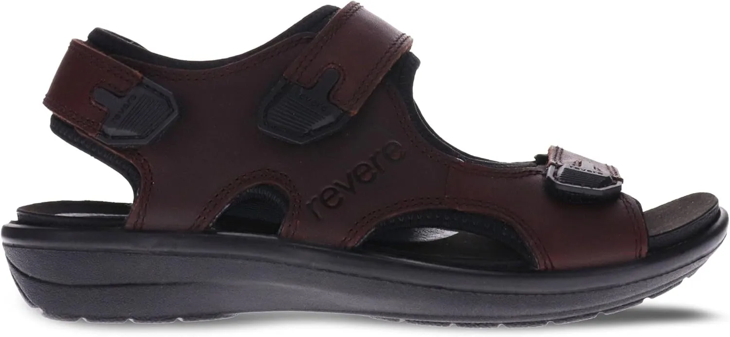 Revere Montana Men's Leather Sandals – Superior Comfort with Adjustable Fit and Orthotic-Friendly Design