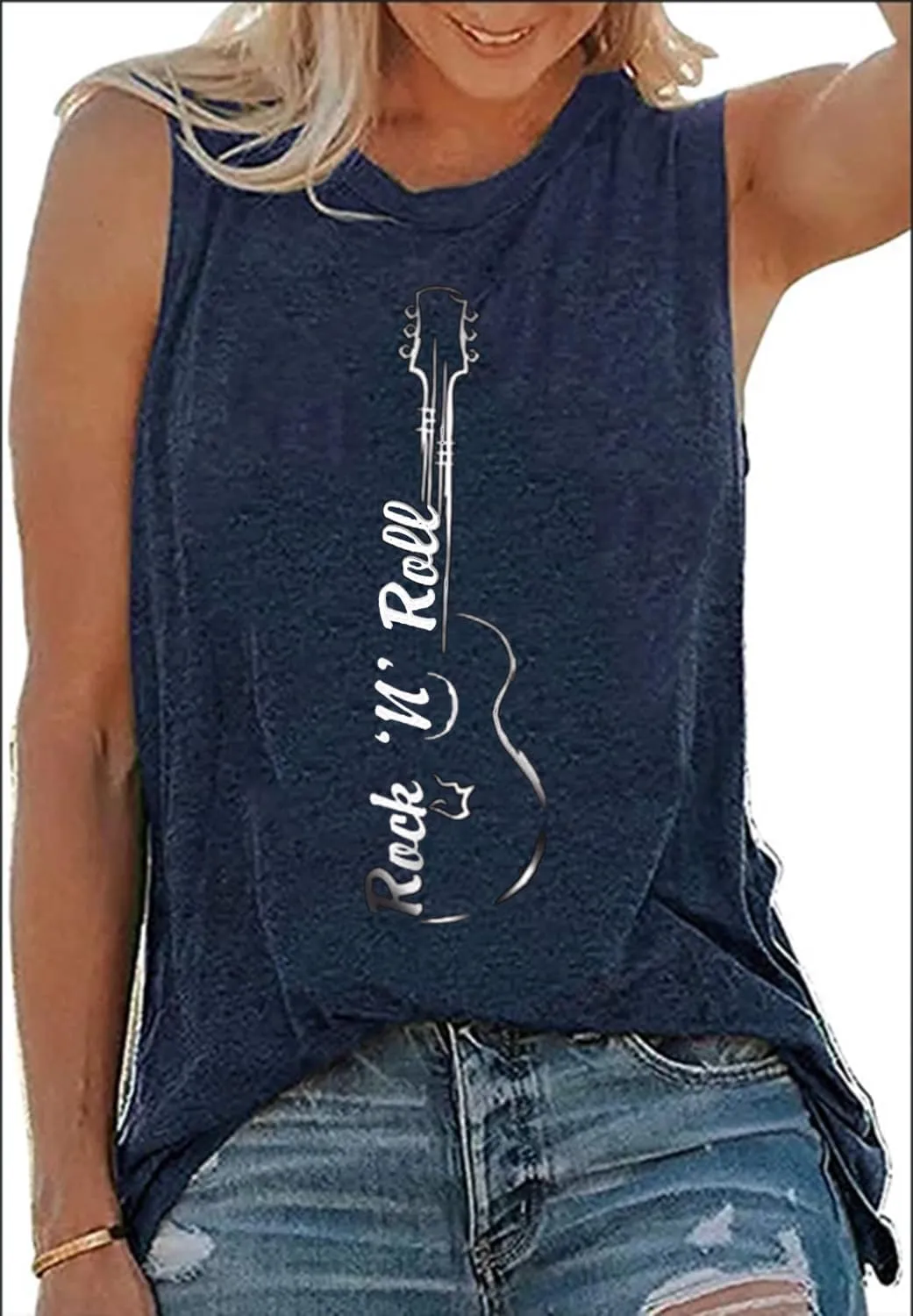 Rock Roll Music Tank Tops Women Vintage Rock Band Tanks Retro Graphic Country Music Concert Sleeveless Shirt Tee