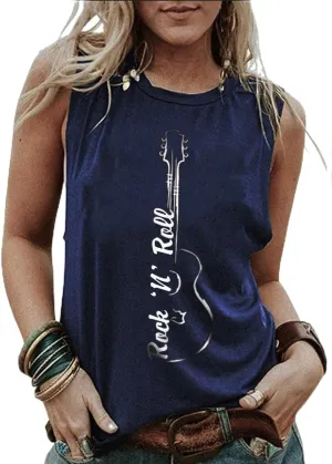Rock Roll Music Tank Tops Women Vintage Rock Band Tanks Retro Graphic Country Music Concert Sleeveless Shirt Tee
