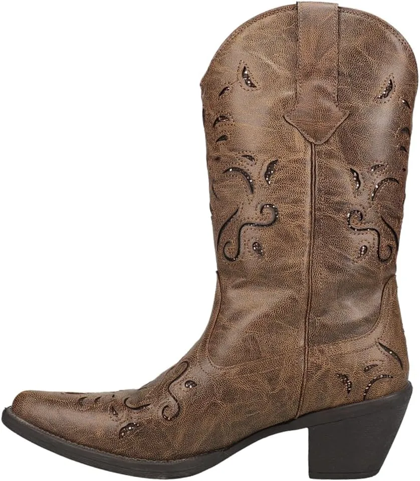 ROPER Womens Chloe Snip Toe Casual Boots Mid Calf Mid Heel 2-3" - Brown