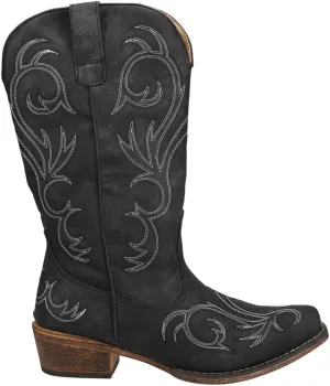 ROPER Womens Riley Round Toe Casual Boots Mid Calf Low Heel 1-2" - Black