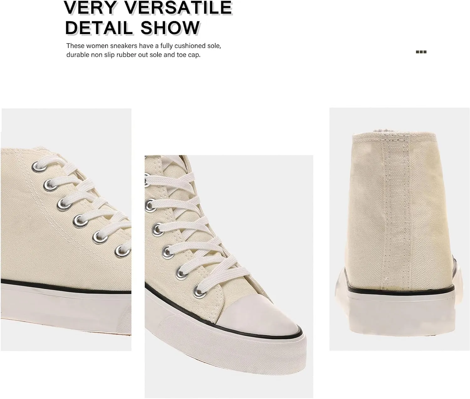 rosyclo Women's High Top Canvas Sneakers Fashion Lace-up Classic Casual Walking Shoes