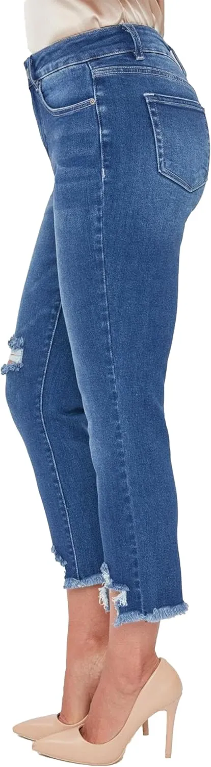 Royalty For Me Womens Women's Petite Vintage Fray Hem Jean