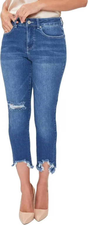 Royalty For Me Womens Women's Petite Vintage Fray Hem Jean