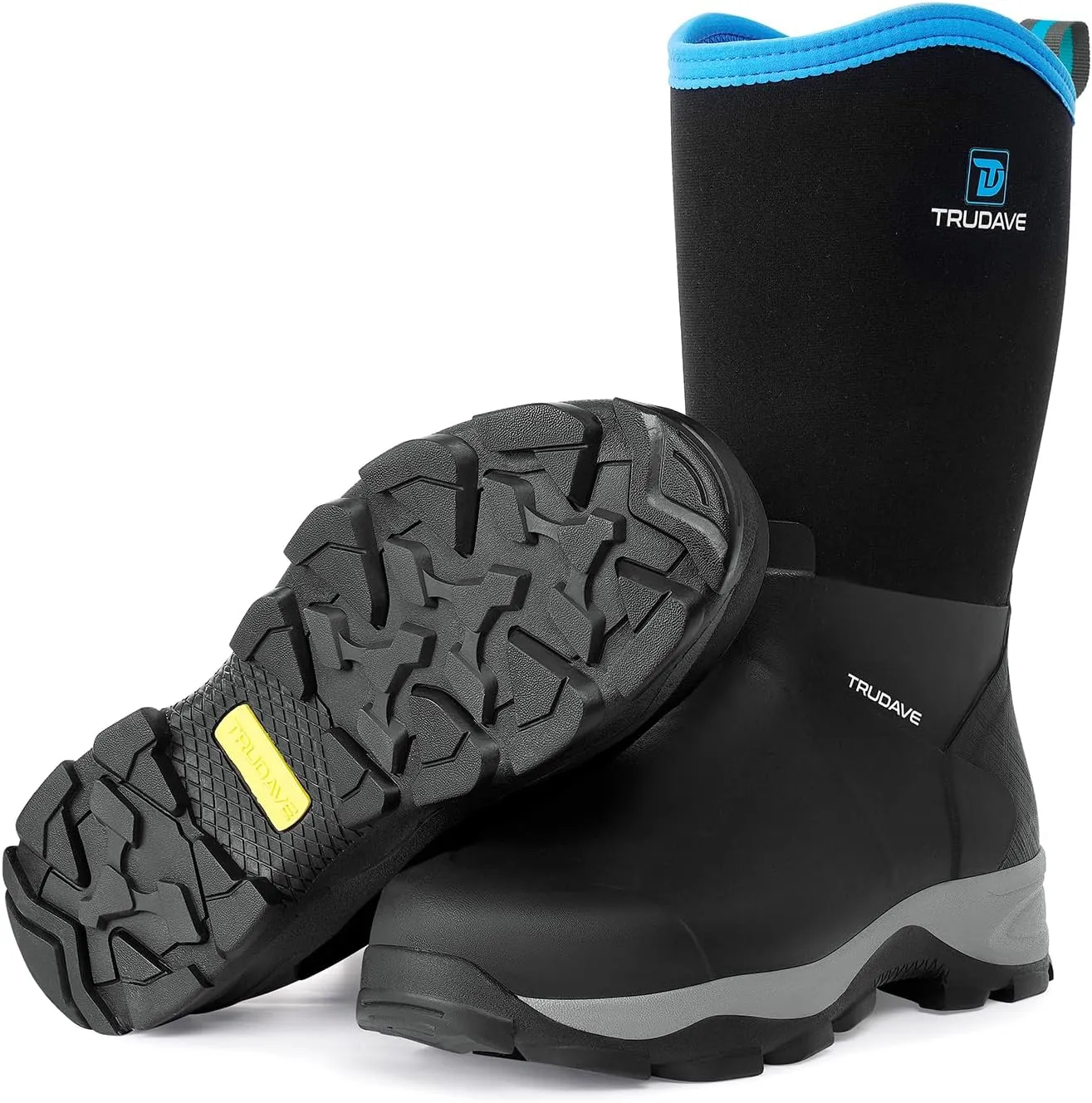 Rubber Boots for Men with Steel Shank, Mid Calf Work Rain Boots, Men's Outdoor Waterproof Anti-Slip Hunting Boot, Size 6-13
