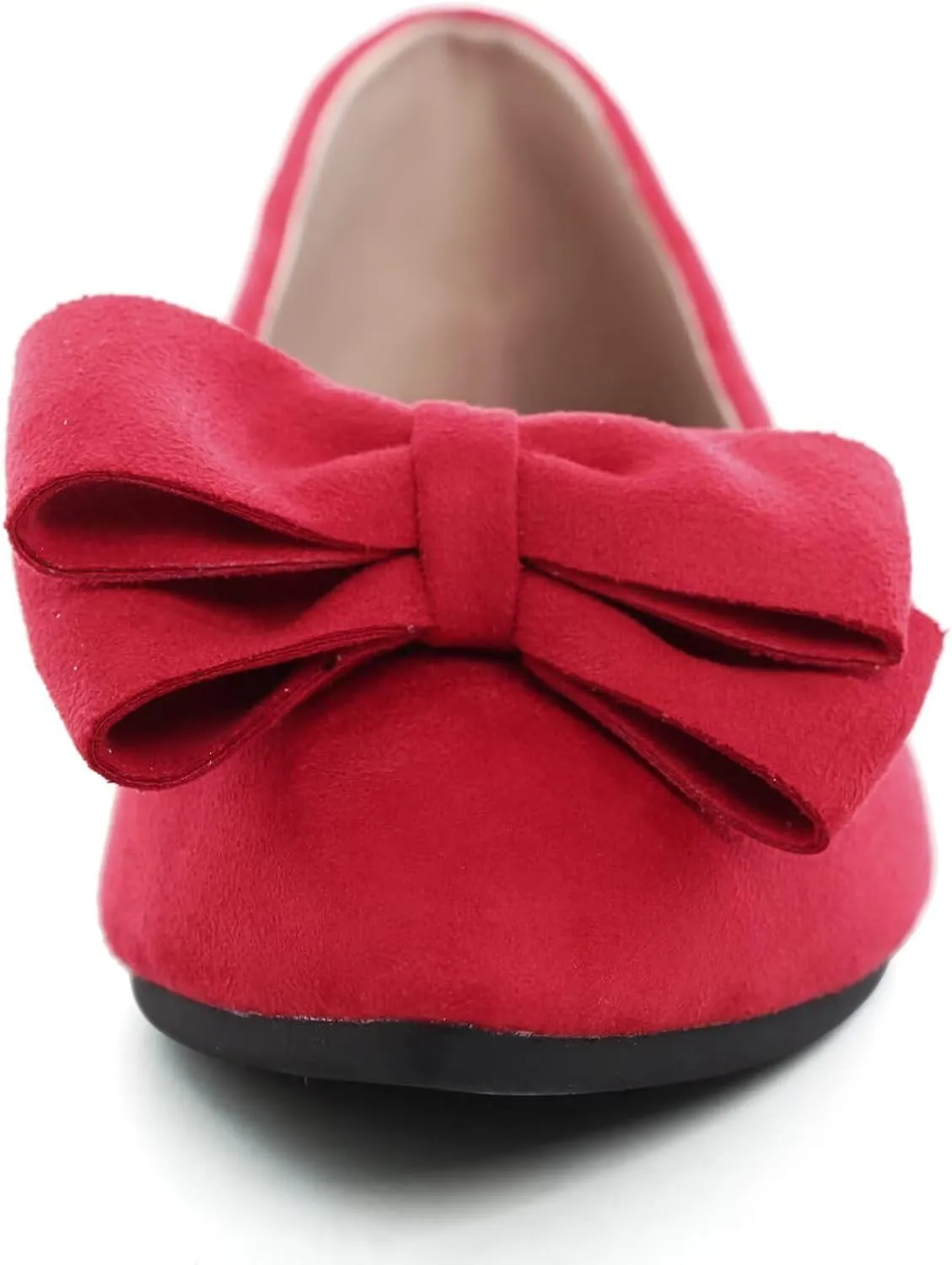 SAILING LU Bowknot Ballet Flats Womens Pointy Toe Casual Flat Shoes Suede Dress Shoes Wear to Work Slip On Moccasins