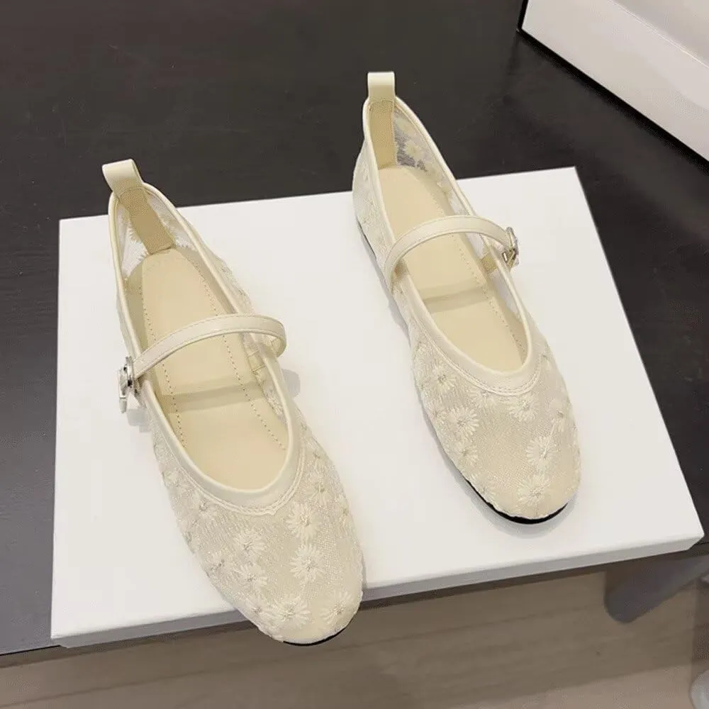 SAILING LU Mary Jane for Women Sqaure Toe Ballet Flats Strappy Low-Heels Stylish Comfortable Flat Shoes Cute Dress Wedding Shoes