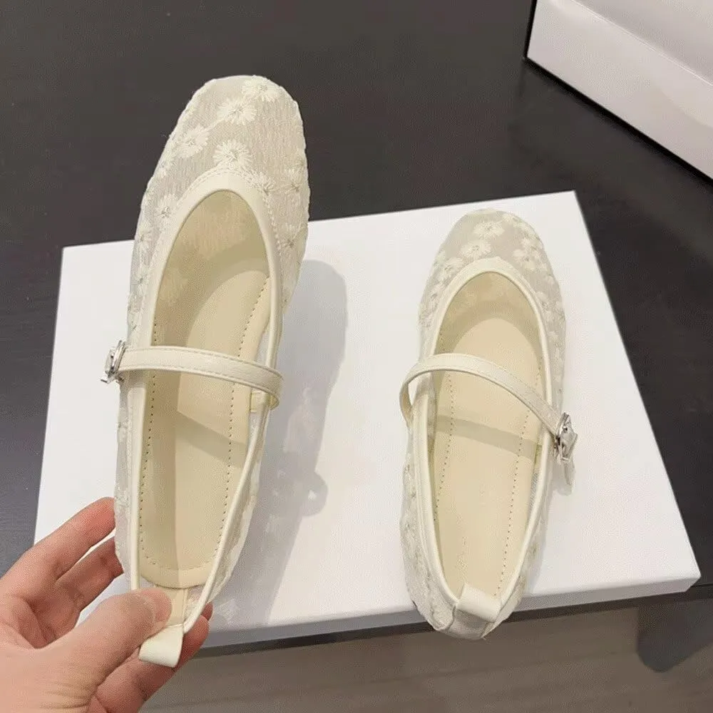 SAILING LU Mary Jane for Women Sqaure Toe Ballet Flats Strappy Low-Heels Stylish Comfortable Flat Shoes Cute Dress Wedding Shoes
