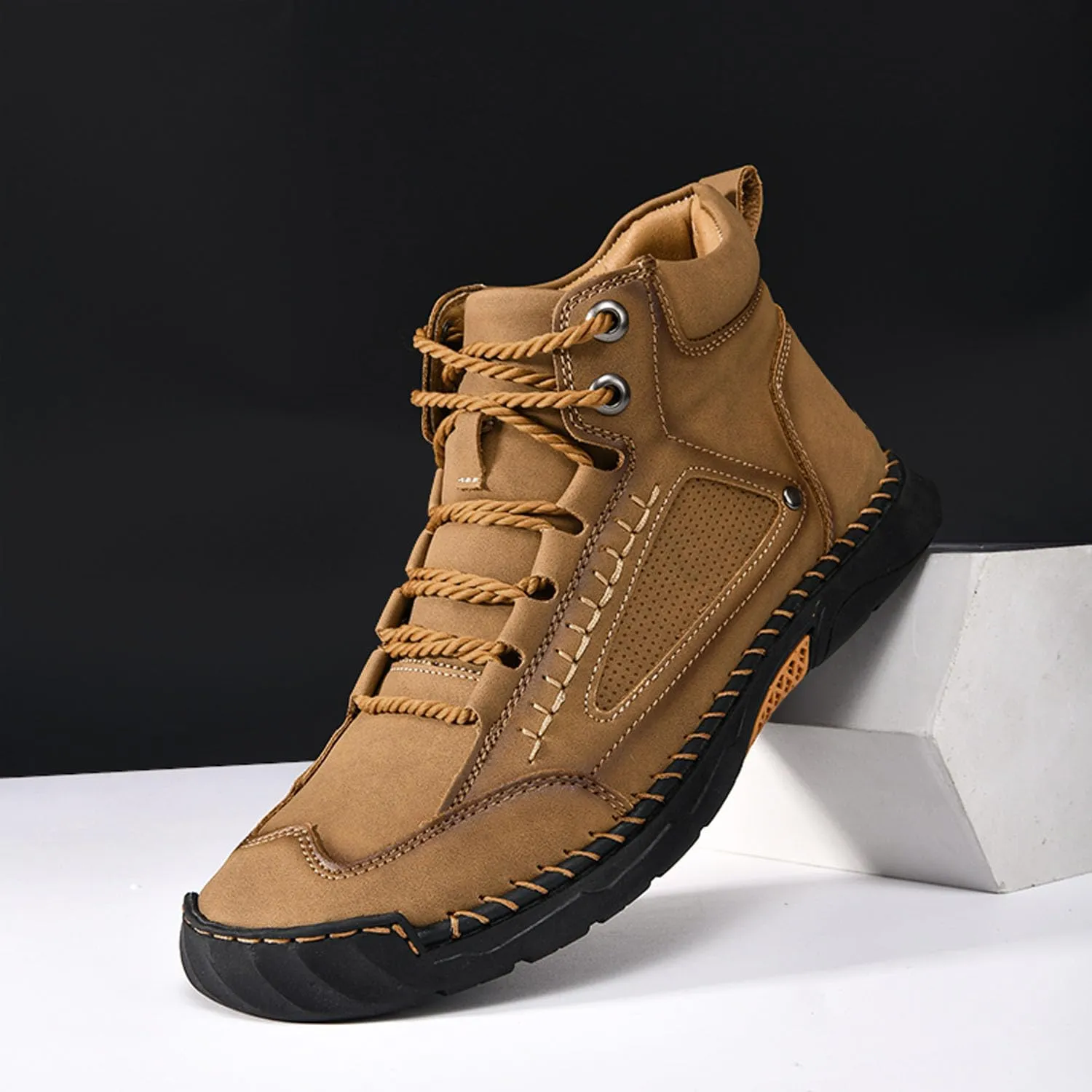 Sawbehind Mens Boots, Sawbehind Men'S Comfortable Handmade Leather Boots, Outdoor, Waterproof, Arch Support