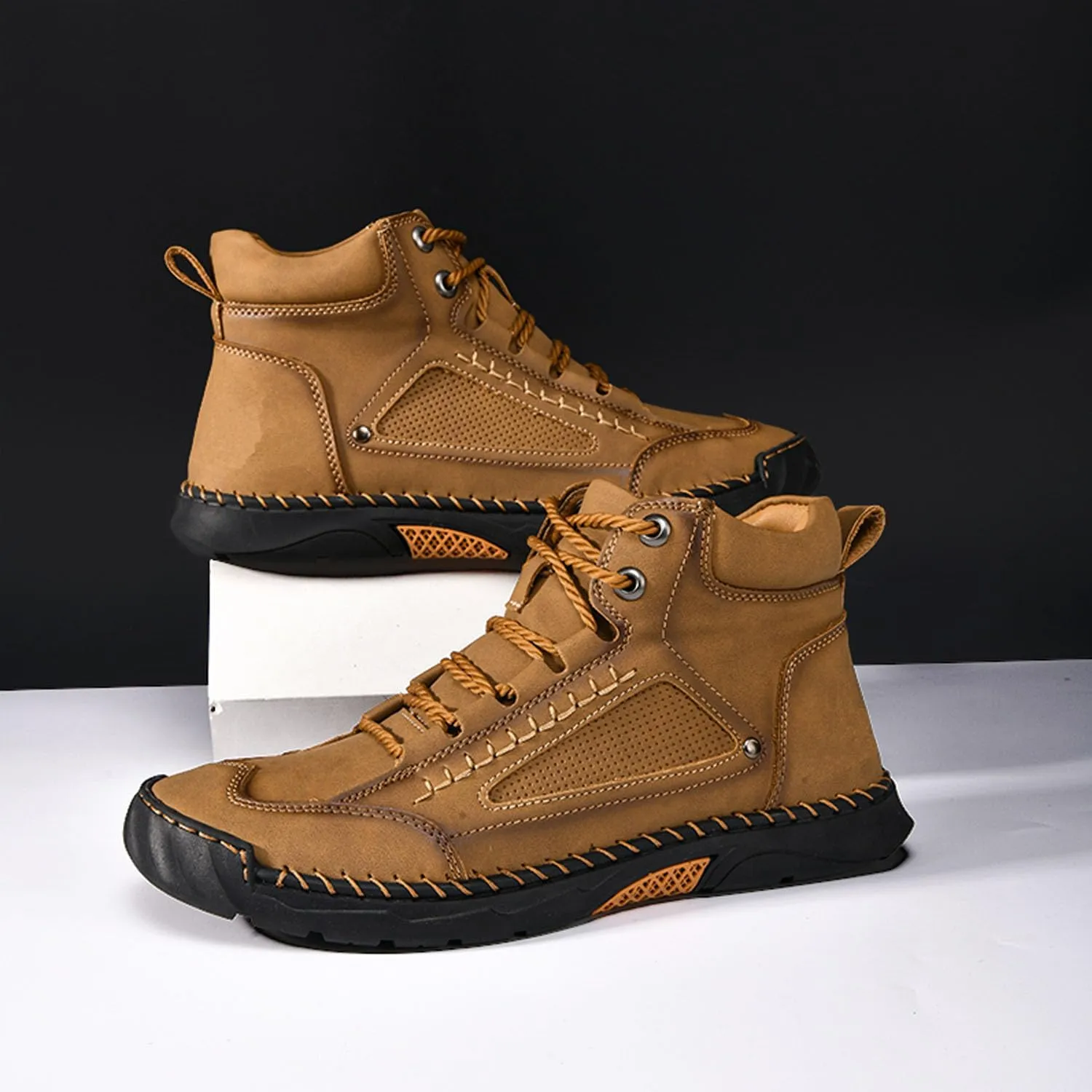 Sawbehind Mens Boots, Sawbehind Men'S Comfortable Handmade Leather Boots, Outdoor, Waterproof, Arch Support