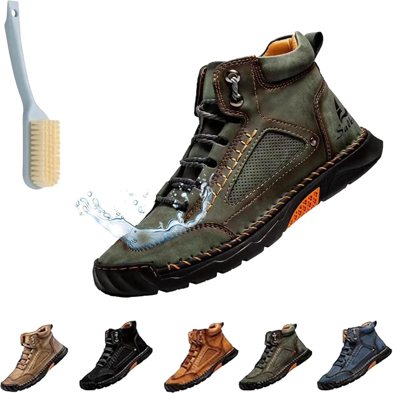 Sawbehind Mens Boots, Waterproof Sawbehind Men'S Comfortable Handmade Leather Boots, Saw Behind Mens Spacious Toe Shoes