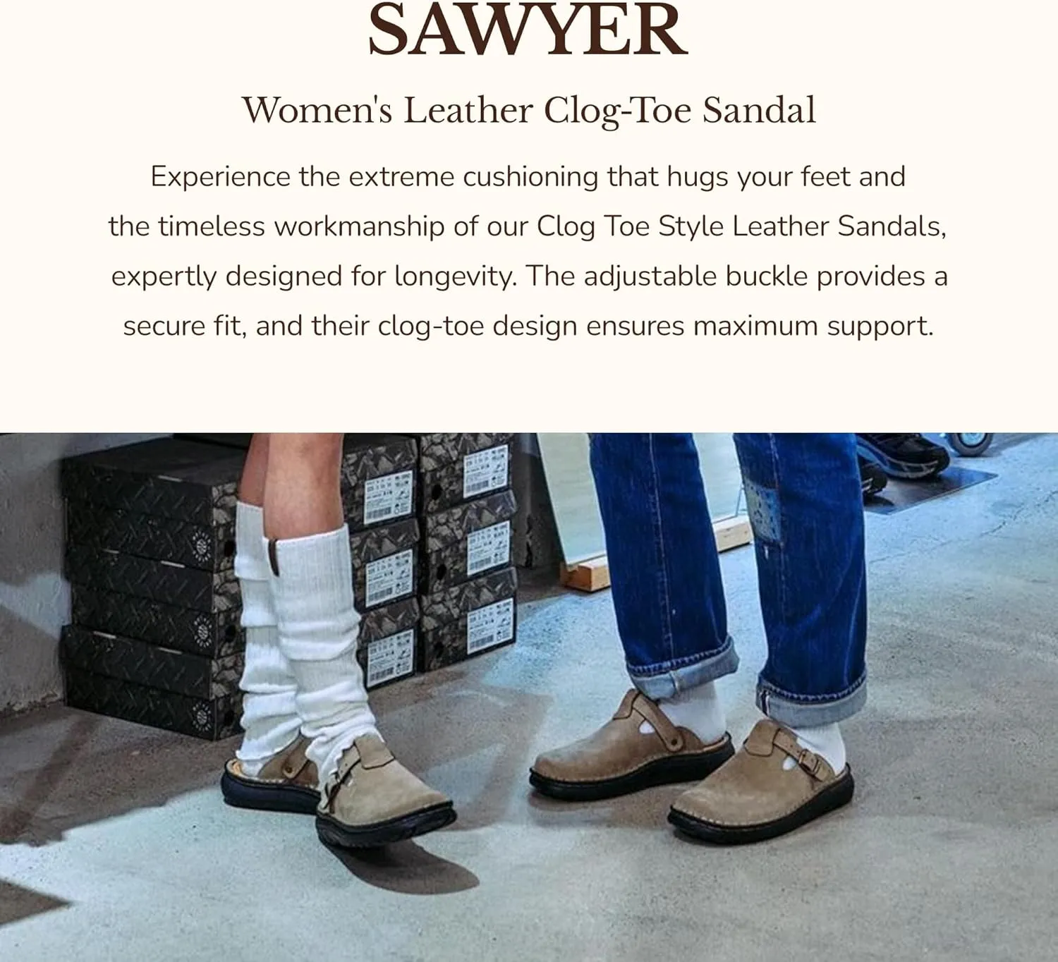 Sawyer - Leather Clog-Toe Sandal - Womens Sandals
