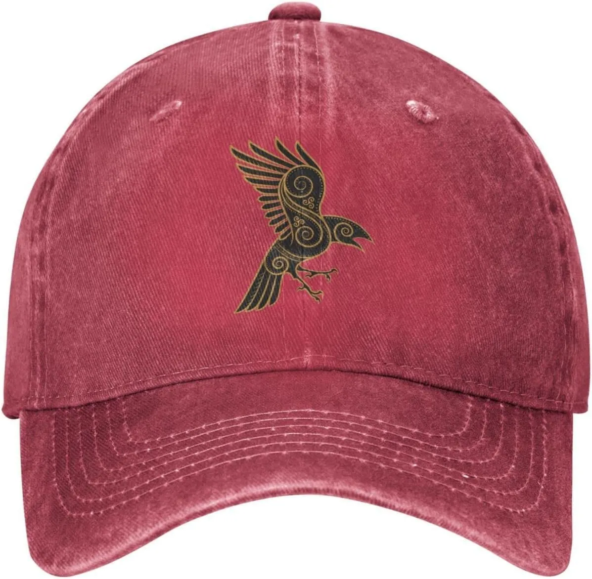 Scandinavian Pirate Odin's Raven Celtic Style Vintage Washed Denim Baseball Cap Adjustable Dad Hats Gift for Men Women
