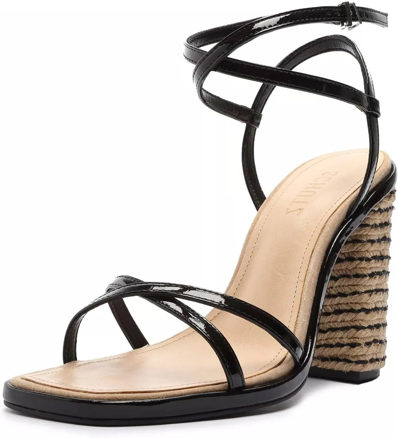 SCHUTZ Womens Narah Leather Ankle Strap Heels