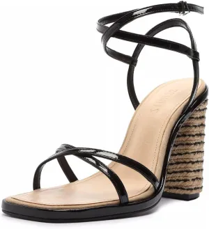 SCHUTZ Womens Narah Leather Ankle Strap Heels