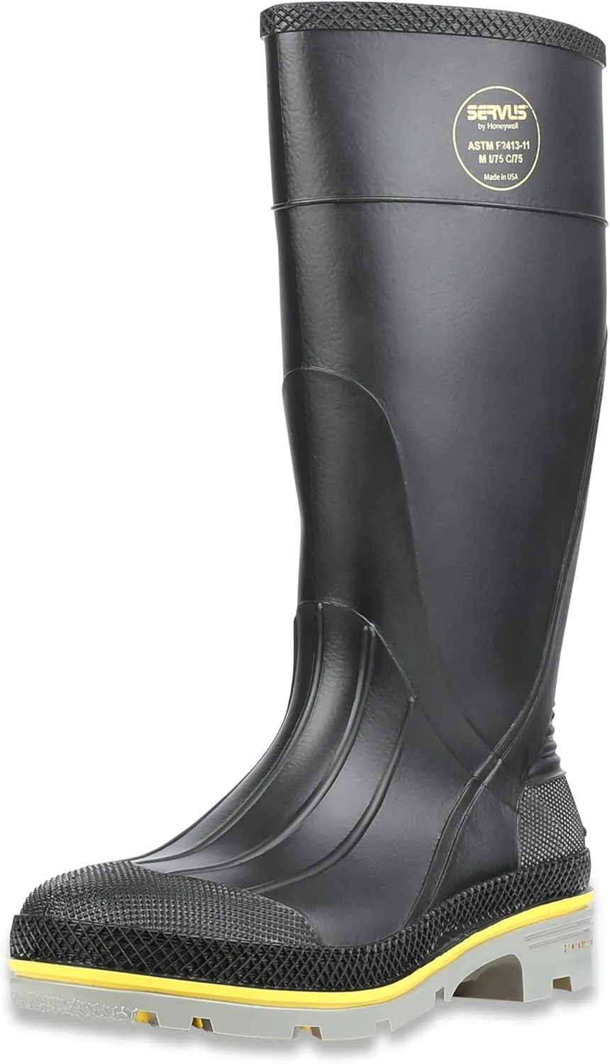 Servus by Honeywell XTP 15"" PVC Chemical-Resistant Steel Toe Men's Work Boots, Black, Yellow & Gray, 13