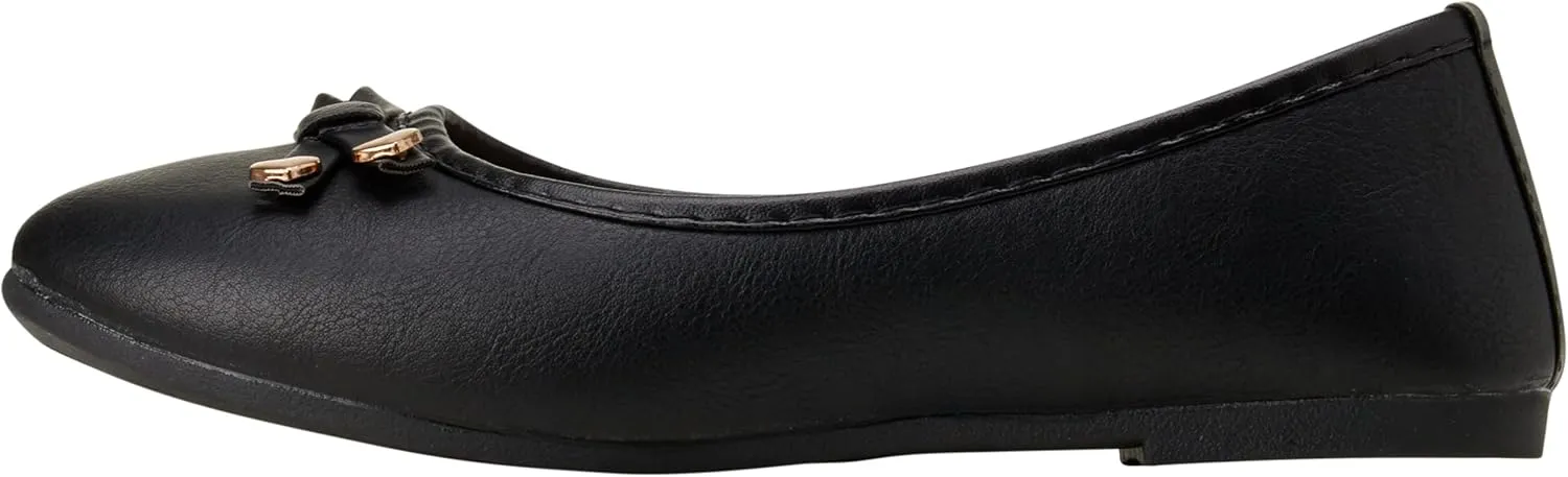 Shoes - Classic Leatherette Ballet Flats with Glitter Bow (Toddler/Girl)