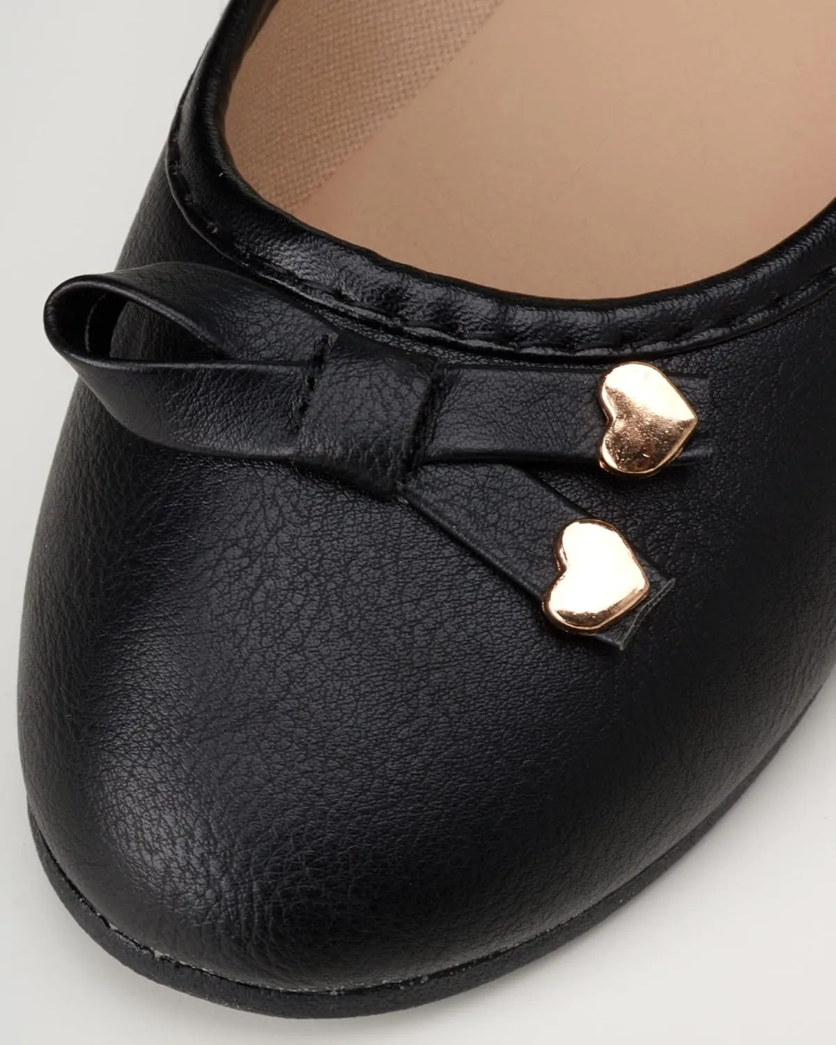 Shoes - Classic Leatherette Ballet Flats with Glitter Bow (Toddler/Girl)
