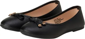 Shoes - Classic Leatherette Ballet Flats with Glitter Bow (Toddler/Girl)