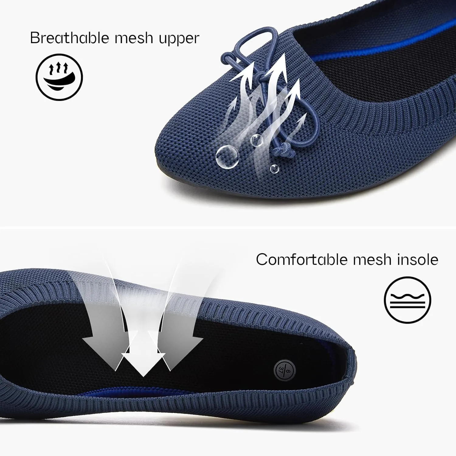 Shupua Women's Flats Black Flats Shoes Pointed Toe Ballet Flats Comfortable Bow Girls Flats Dressy