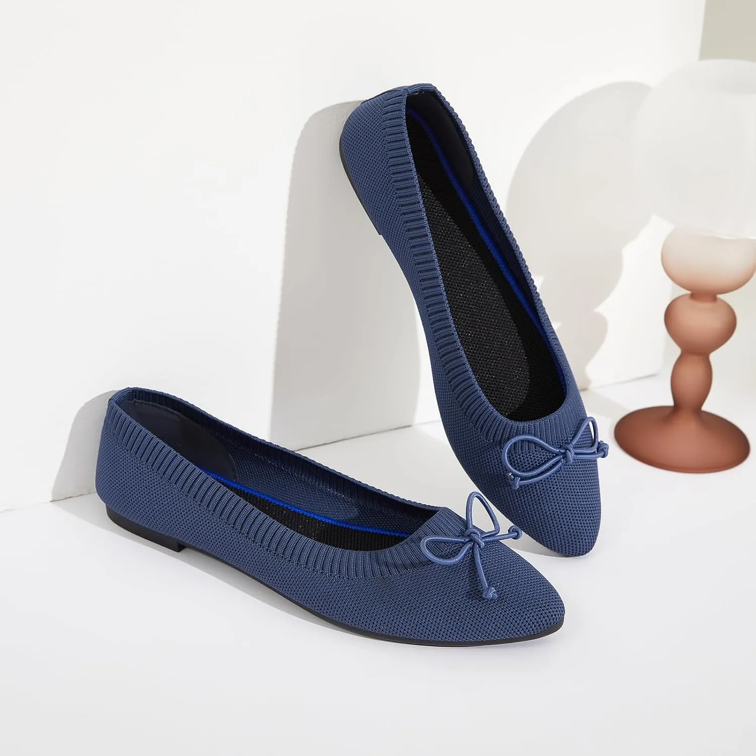 Shupua Women's Flats Black Flats Shoes Pointed Toe Ballet Flats Comfortable Bow Girls Flats Dressy