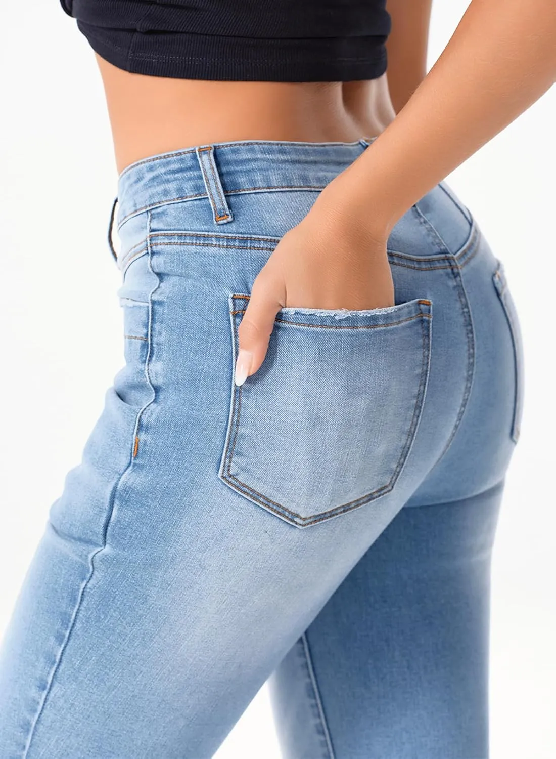Sidefeel Women's High Waisted Jeans Wide Leg Button Fly Bell Bottoms Flared Zimbaplatinum Denim Pants