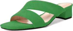 SKYSTERRY Womens Casual Open Toe Evening Suede Slip On Chunky Low Heel Heeled Sandals 1.5 Inch