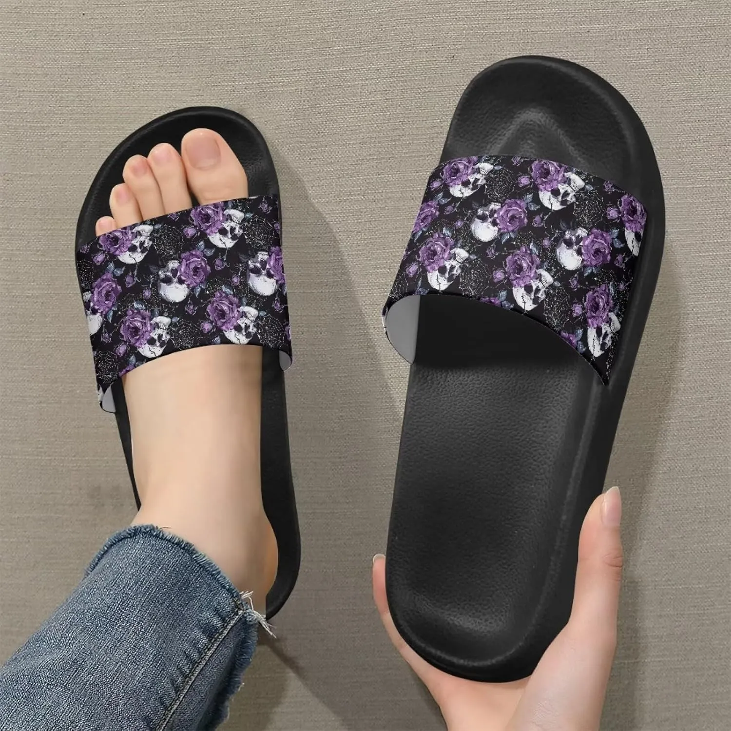 Slides & Slippers for Women & Men Casual Pool Sandals Open Toe Shower Shoes Summer Footwear Gift for Family Friends