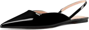 Slingback Flats for Women Pointed Toe Slip On Low Heel Pumps for Office Casual 0.4 Inches Heels