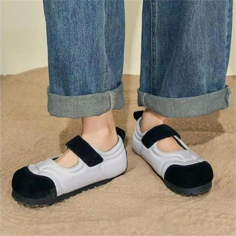 Sneakerina Cute Ballet Sneakers for Women Slip on Ballerina Sneakers Flat Leather Straps Round Toes Kawaii Y2K Lightweight No Slip Sole Comfort Dress Shoes Preppy Back to School Gifts for Girls Teens