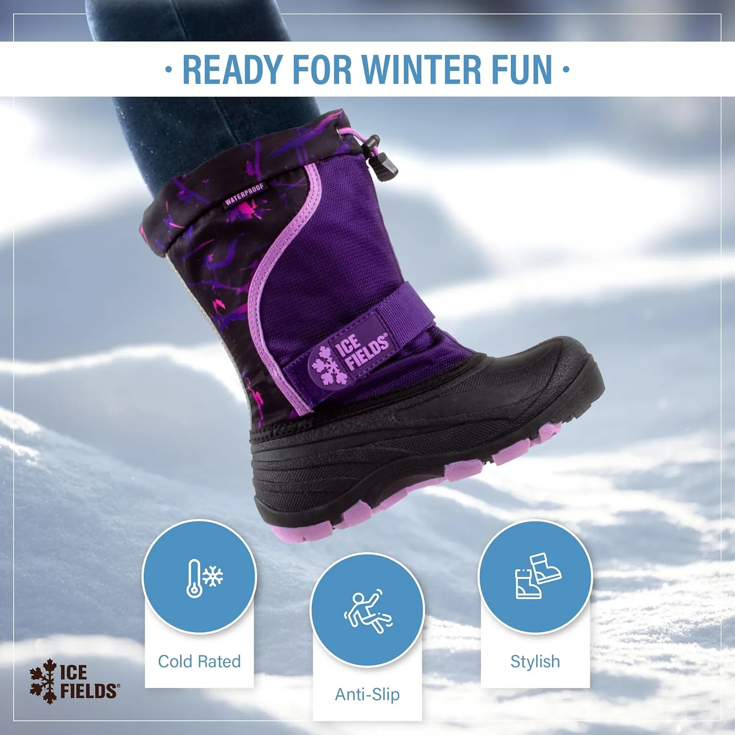 Snowblaster Little and Big Kid High Snow Winter Boots, Warm, Waterproof Shell