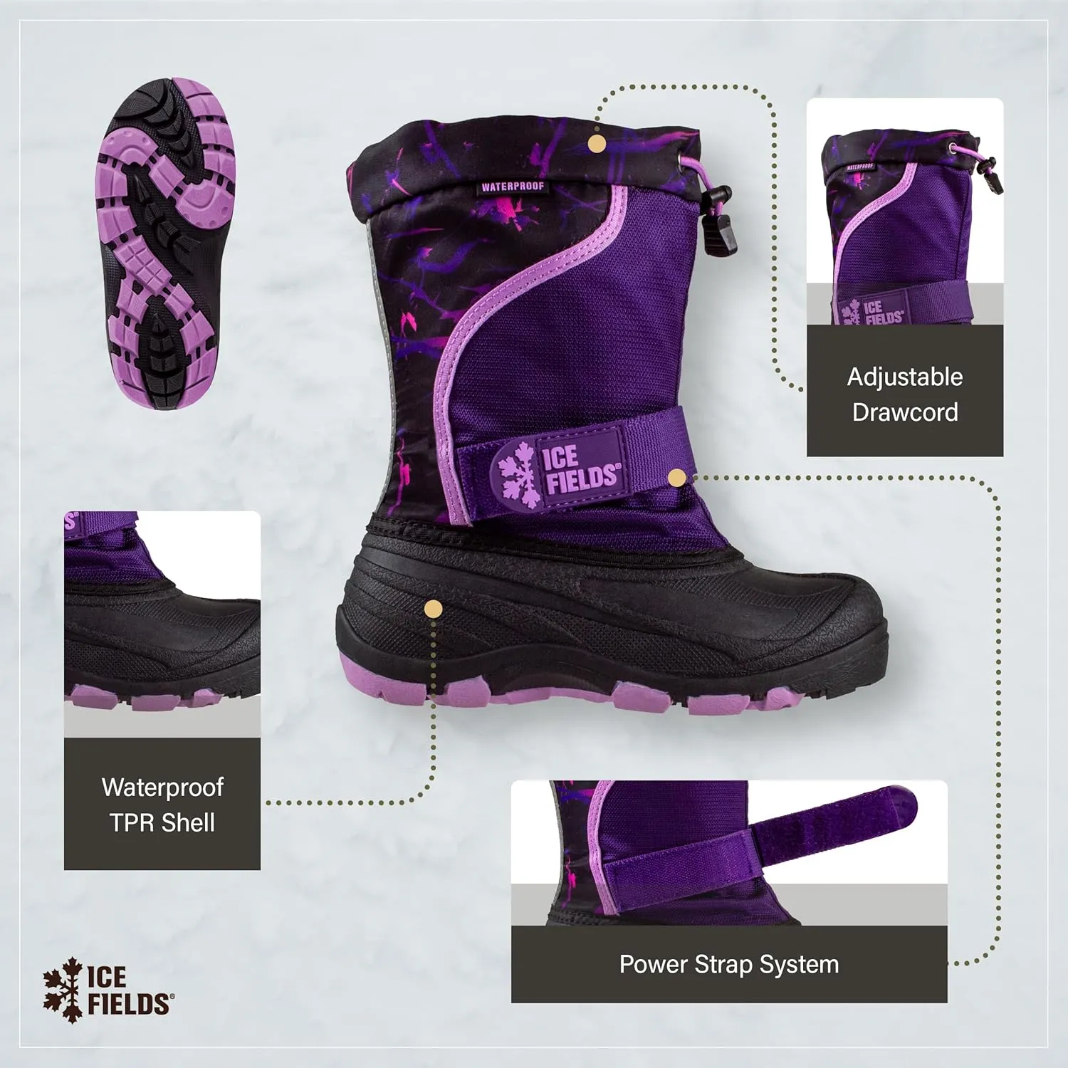 Snowblaster Little and Big Kid High Snow Winter Boots, Warm, Waterproof Shell