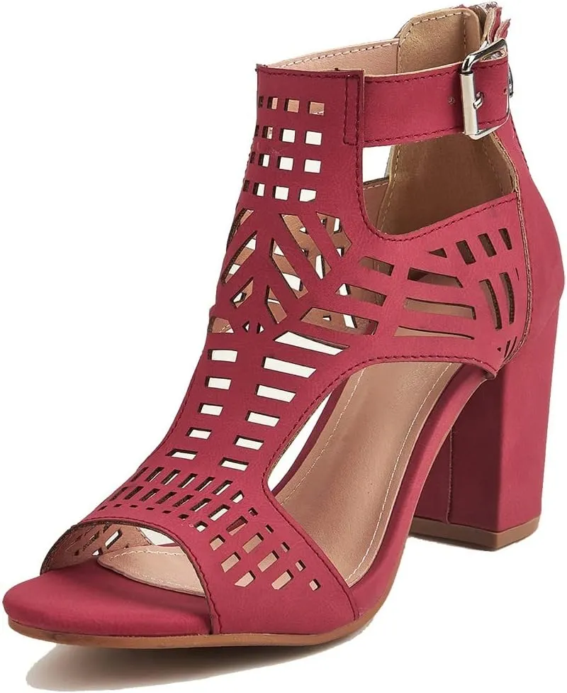 SO SIMPOK Chunky Heel Sandals for women Cut Out Peep Toe Zipper Block Heel Sandals Summer Beach Dressy Party High Heeled Sandals