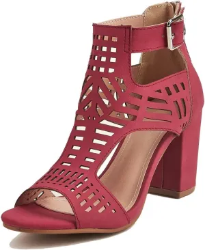 SO SIMPOK Chunky Heel Sandals for women Cut Out Peep Toe Zipper Block Heel Sandals Summer Beach Dressy Party High Heeled Sandals