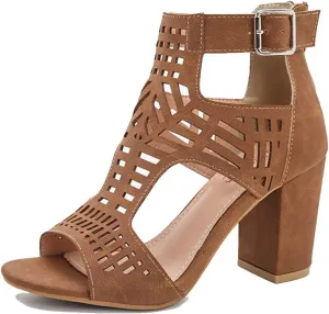 SO SIMPOK Chunky Heel Sandals for women Cut Out Peep Toe Zipper Block Heel Sandals Summer Beach Dressy Party High Heeled Sandals