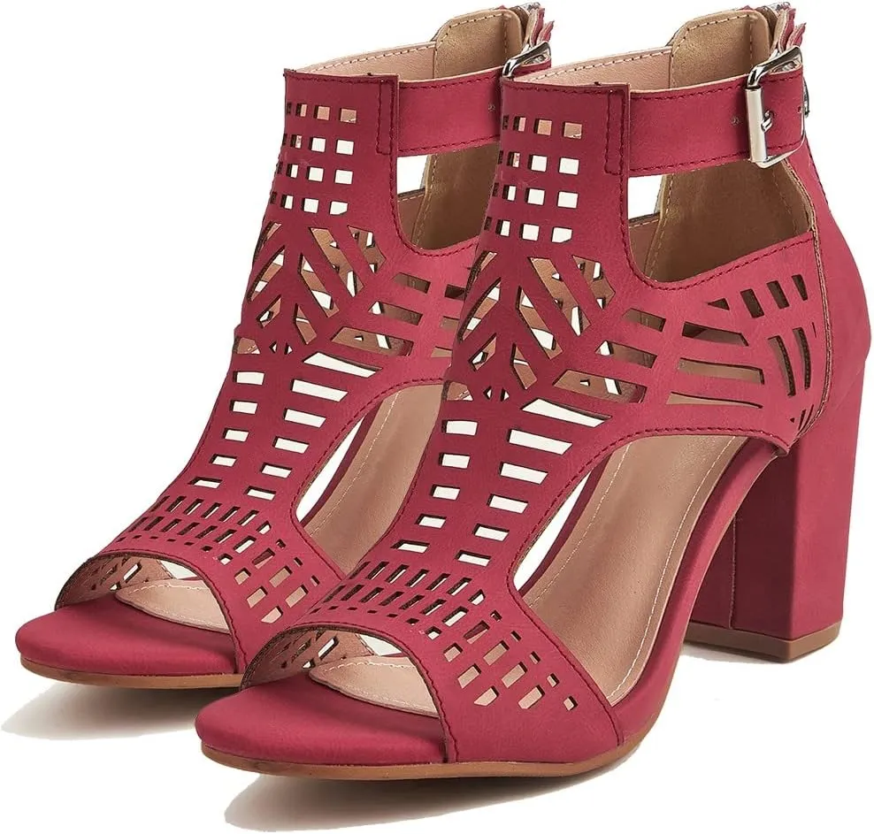 SO SIMPOK Chunky Heel Sandals for women Cut Out Peep Toe Zipper Block Heel Sandals Summer Beach Dressy Party High Heeled Sandals