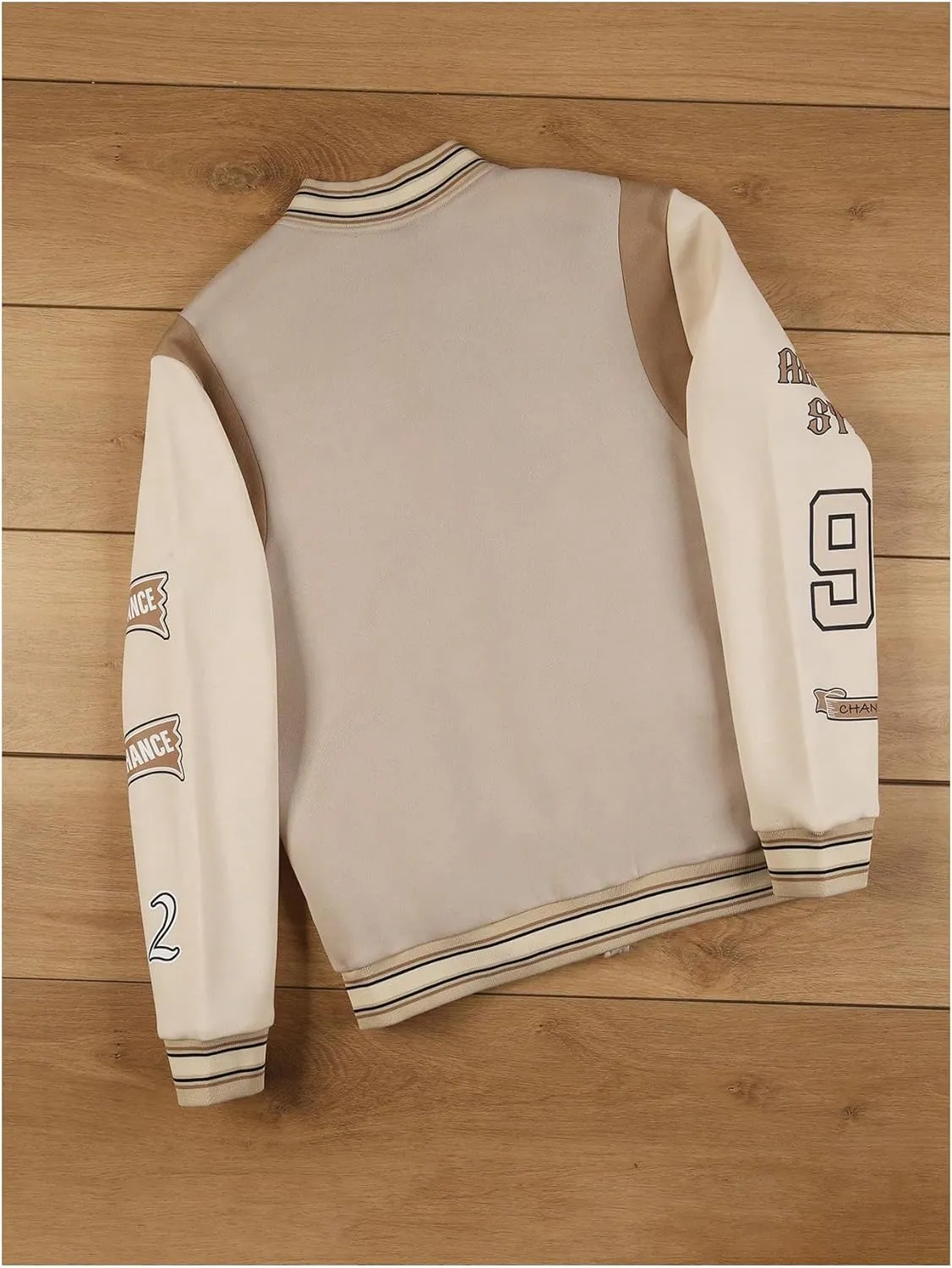 SOLY HUX Men's Letter Graphic Varsity Jacket Button Front Long Sleeve Vintage Baseball Jacket Streetwear