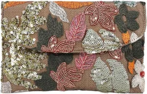 Solyinne Summer Straw Purses for Women Envelope Package, Sequin Embroidered Flowers Straw Bag Bohemian Handmade Handbags